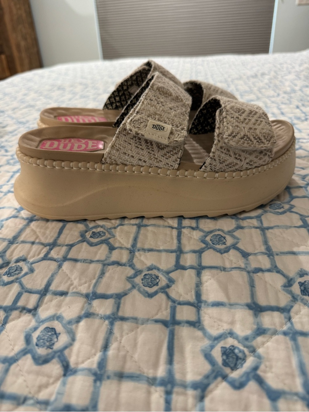 Hey Dude Tan/Multi Patterned Slip-On Sandals - Picture 3 of 5